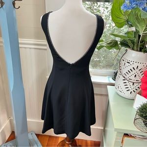 SOLD - Black Crepe Evening Dress Low Back Trimmed in Bling Made in Korea (Tub 2)